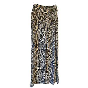 White Mark Womens Paisley Wide Leg Pants Black Brown Stretch Pull On 2XL NWT